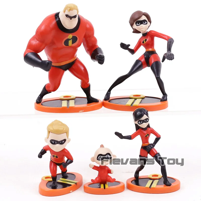 

5pcs/set The Incredibles 2 Super man Dash Parr Jack Parr Elastigirl PVC Action Figure Model Toys