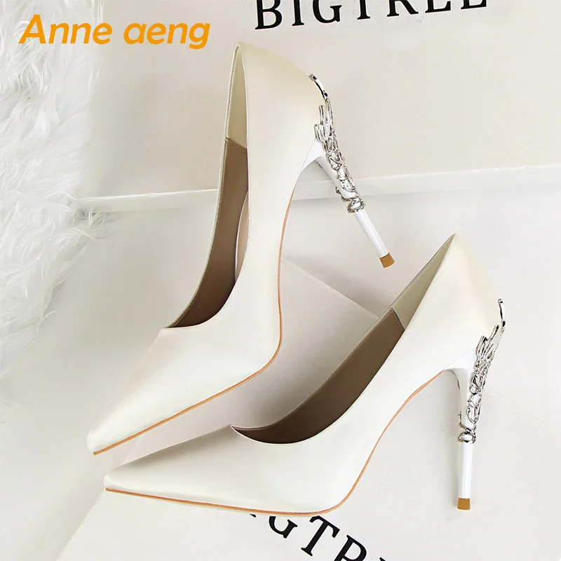 2019 New Women Pumps High Thin Heel Pointed Toe Shallow Sexy Ladies Bridal Wedding Women Shoes White High Heels Female Pumps
