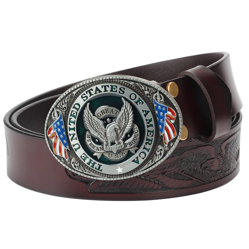 eagle belt buckle Genuine leather men/'s casual belt bulk belt