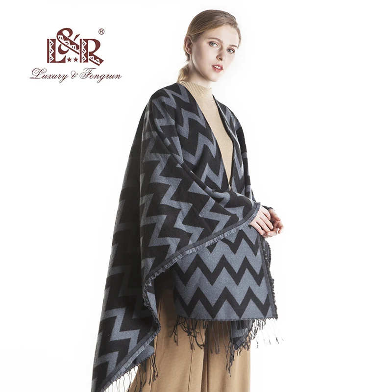 

2018 Wither Cashmere Women Scarf Female Geometrik Witer Poncho Women Wool Shawl And Capes Foulard Women Pashmina With Taseel