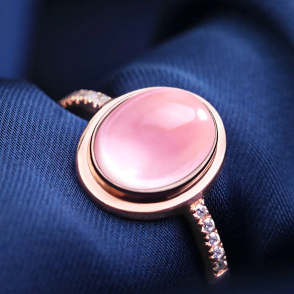 

Pink Furong Stone Crystal Ring Crystal Finger Ring Women Wedding Jewelry Elegant Temperament Adjustable Opening Ring