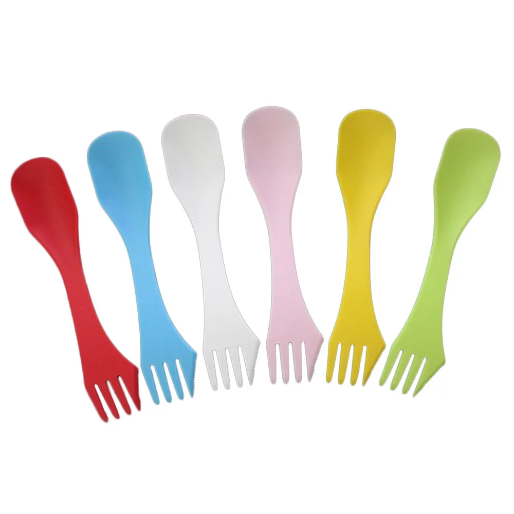 

6pcs Camping 3 In 1 Fork Spoon Knife Cooking Utensil Cutlery Spork Travel Picnic