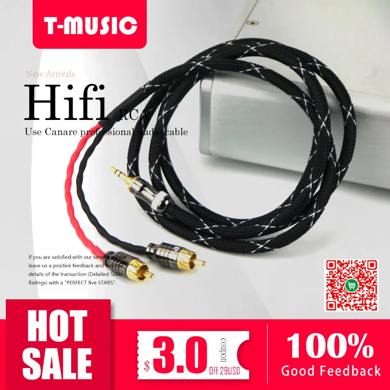 Аудиокабель 3 5 мм/RCA Стерео аудиокабель Hi-Fi для усилителя ЦАП | Электроника