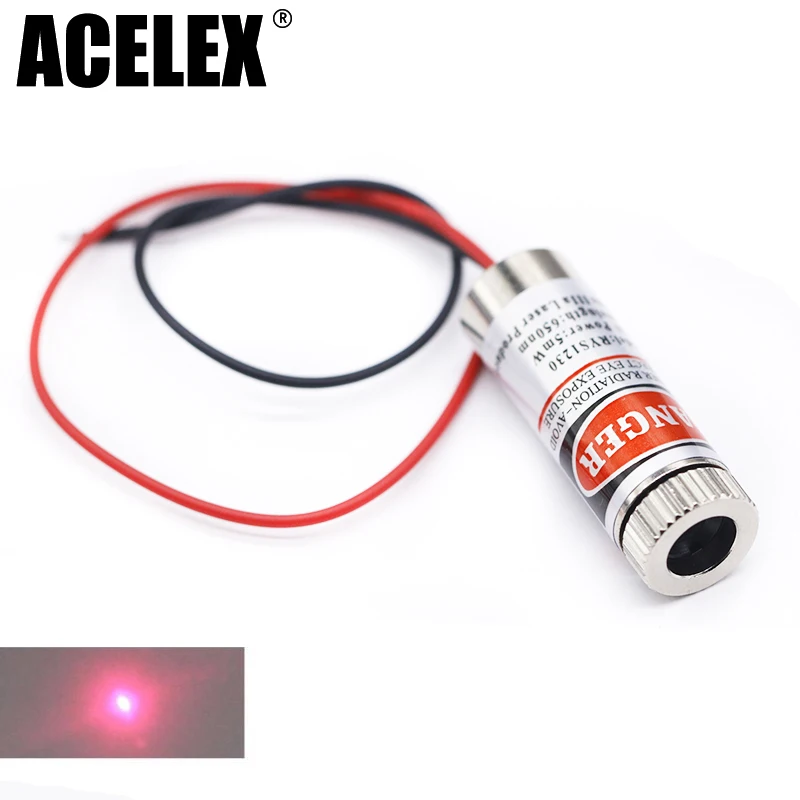 

650nm Red Dot Point Laser Diode Module 5mW Focus Adjustable Laser Metal Glass Lens Head Industrial Diameter 12MM