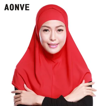

Aonve Femme Muslim Hijab Instant Red Headscarf Islamic Women Daily Turban Neck Cover Showl Inner Turbante Muslim Hijab Scarf