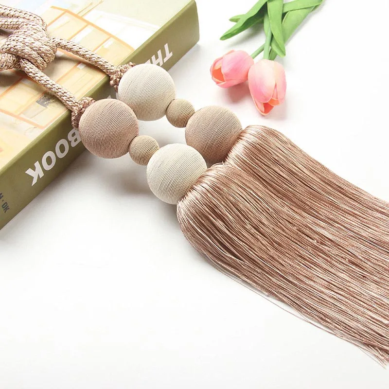 

1 Pair Nordic Polyester Line 8 Color Curtain Hanging Ball Double Pompom Hanging Ball Curtain Hanging Ball Luxury Tie Ball P121&3