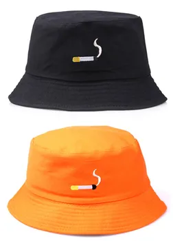 

NO CHILL Cigarette Embroidery Fisherman Hat Hip Hop Lovers Flat Hat For Men Women Black Orange Color