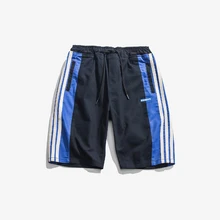 Высокое качество мужские шорты борту 4XL 5XL Лето штаны в Вертикальную Полоску дизайн тренировки пляжные по колено брюки K1967