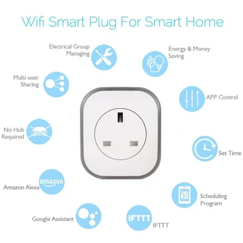 

New WiFi RGB LED Light Smart Timing Switch Smart Socket UK EU Plug Remote Control Plug Work for Google Home Mini Alexa IFTTT