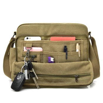 

New Retro Causal Canvas Bag Men Shoulder Bag Men Leisure Travel Package Multi-function Coin Bank Card Phone Key Messenger Bag