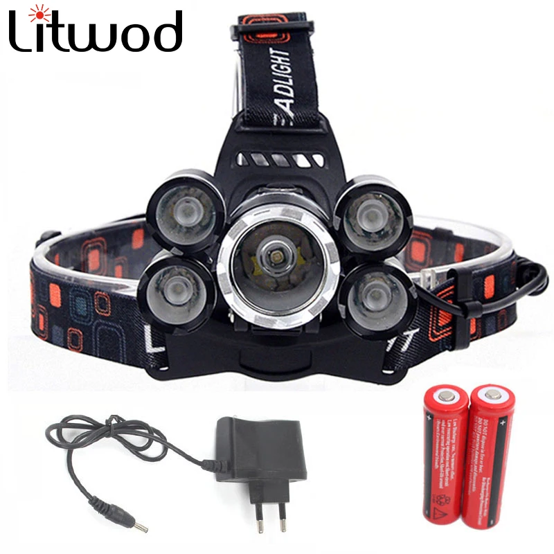 

Z50 XM-L T6 LED headlamp Headlight 15000 Lumen Head Flashlight Lamp Lanterna 4 Switch Model 5 Chips Choose Battery Charger