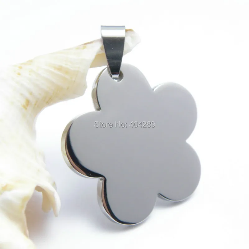 

Free Chain Army Dog Tags High Polished Flower Shape Stainless Steel Pendant Necklace