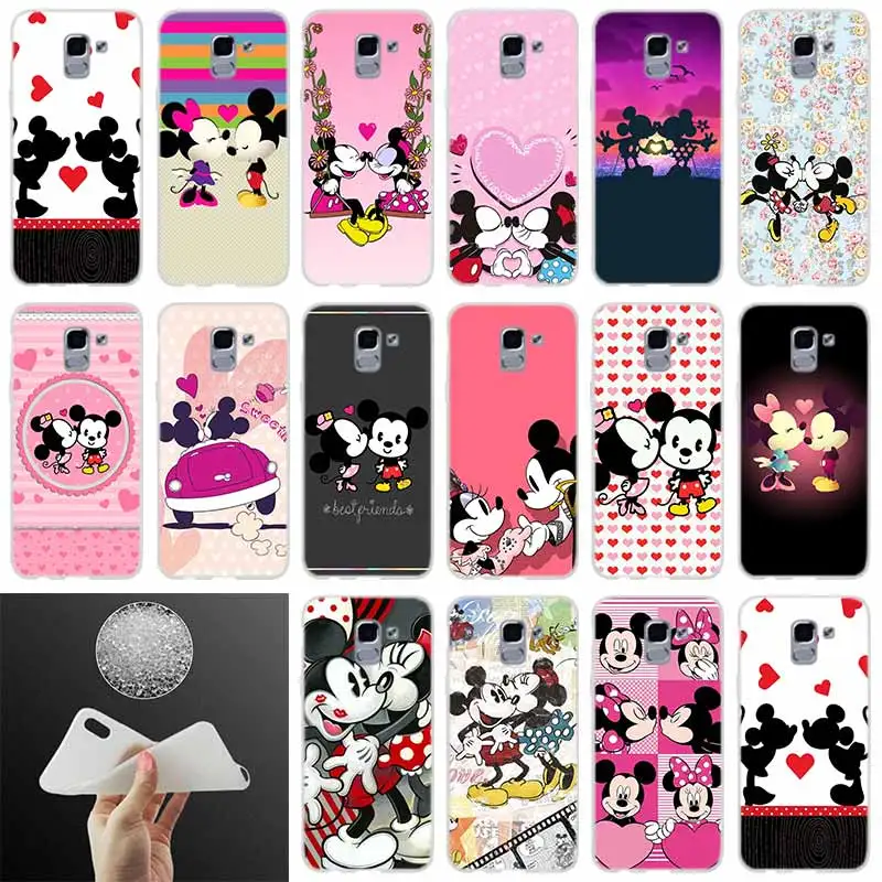 

Soft Cover Mickey kiss FOR Coque Samsung Galaxy J6 J4 J8 J7 2018 Plus J3 J5 J7 Prime Pro 2017 2016 Casse