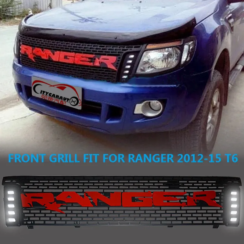 CITYCARAUTO CAR ACCESSORIES FRONT RACING GRILLE GRILLS ABS FRONT CAR MASK COVER WITH LED DRL FIT