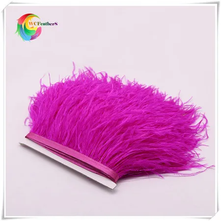 4 rose red ostrich feather fringe 2