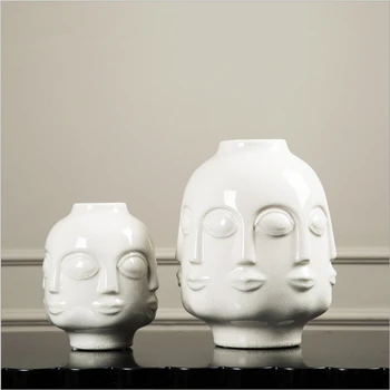 

Chinese Jingdezhen Crack Glaze Porcelain White Vases Modern Ceramic Face Vases for Wedding Home Decoration Office Flowers 16