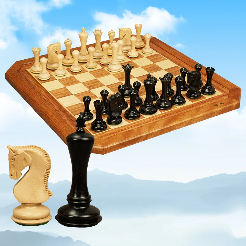 

BSTFAMLY wood chess set game, portable game of international chess, padauk and boxwood chess pieces wood, King height 11cm, LA24