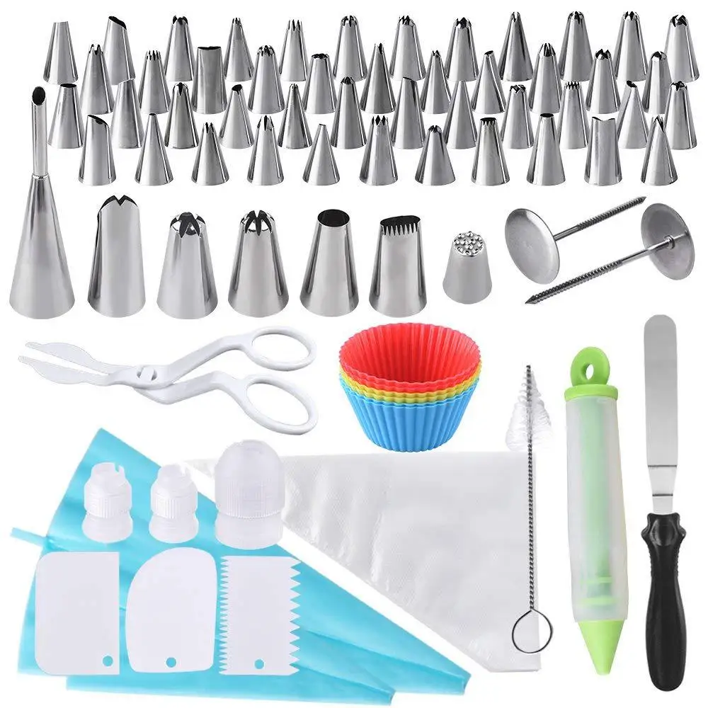 

100Pcs Icing Piping Nozzles Tips Pastry Cake Cupcake Baking Decor Tool Multi-function Cake Decorating Kit Baking Pastry Supplies