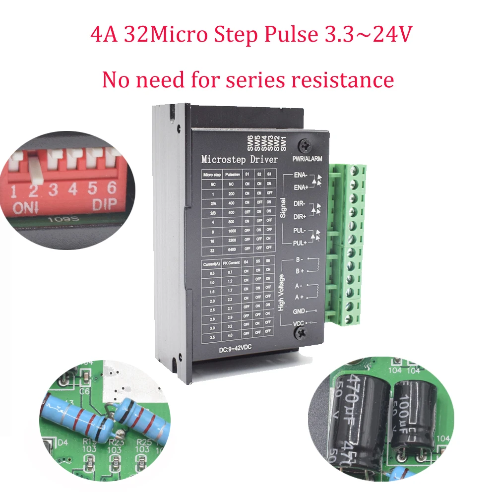 

NEW Upgraded Version 4.0A 42VDC 32 Segments TB6600 Stepper Driver for NEMA17/23 Stepper Motor Wood Router Machin Milling Kits