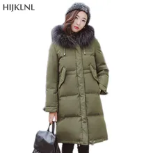 HIJKLNL, большой меховой воротник, с капюшоном, пуховик, новинка, зимняя куртка, женская, средней длины, на утином пуху, куртка для женщин, пуховик LH1261