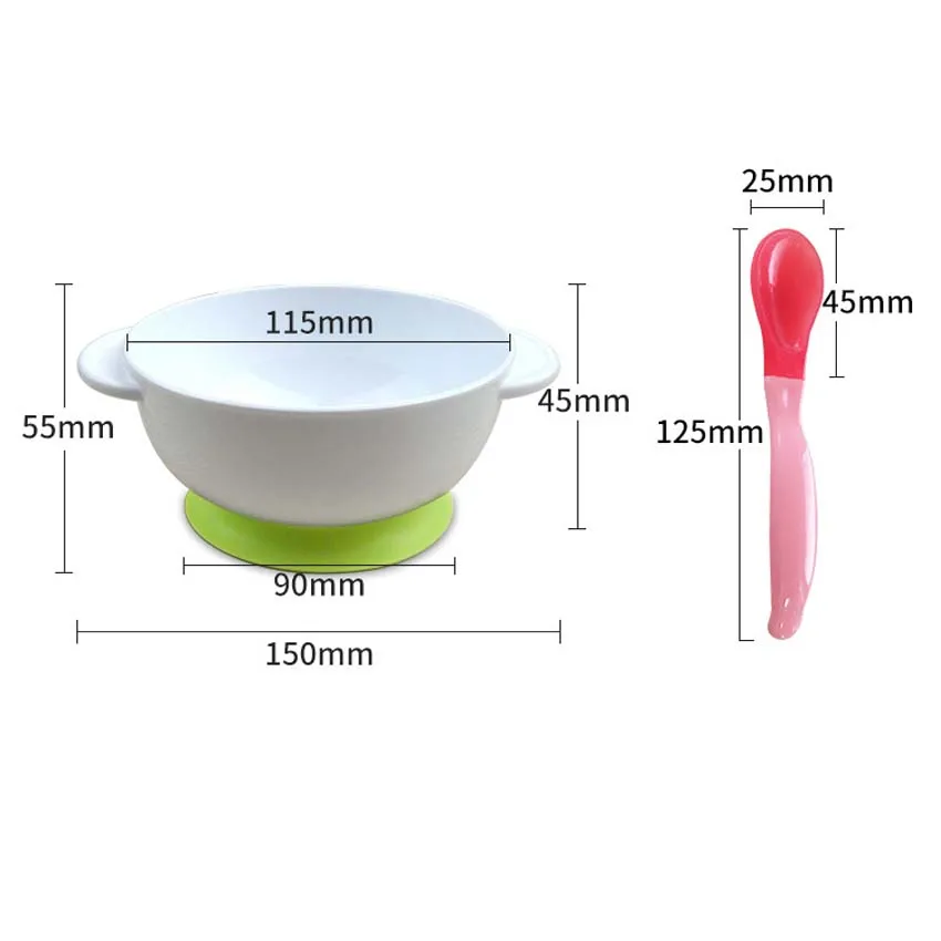 1 компл. ребенок Кормление младенца чаша с присоской и ложка с датчиком температуры присоски чаши скольжению набор посуды
