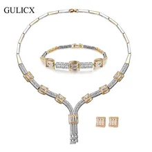 GULICX High-end Banquet Design Luxury Bridal Jewelry Sets Wedding Accessories Tassel Cubic Zirconia AAA CZ For Brides