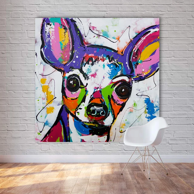 HDARTISAN moderne abstrait Animal toile Art Chihuahua