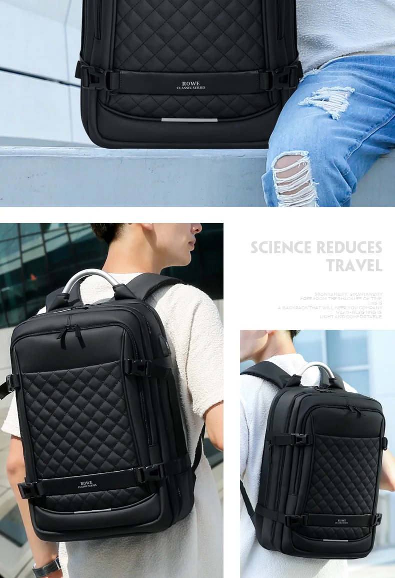 FRN Laptop Backpack 15.6 inch Men's Travel Bags Multifunction Rucksack Waterproof Oxford Black Computer Backpacks For Men