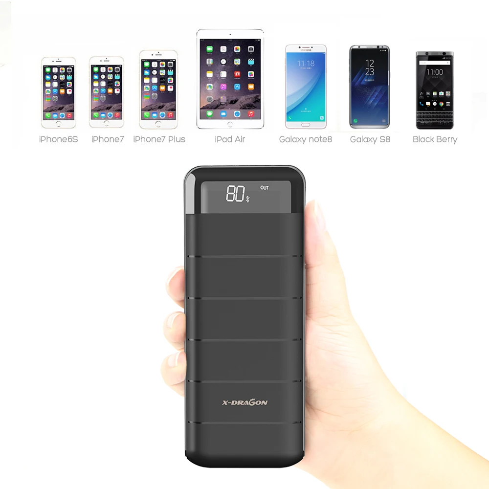 20100mAh Portable Power Bank Charger External Battery with LCD Flashlight with LCD Dual USB Flashlight for Smart Phone