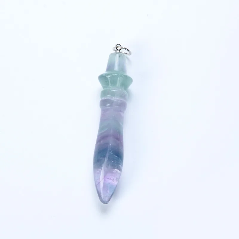 

New Hot Selling Natural Fluorite Stone Pendulum Dowsing Pendant Healing Chakra Charm Jewelry for Women Ladies