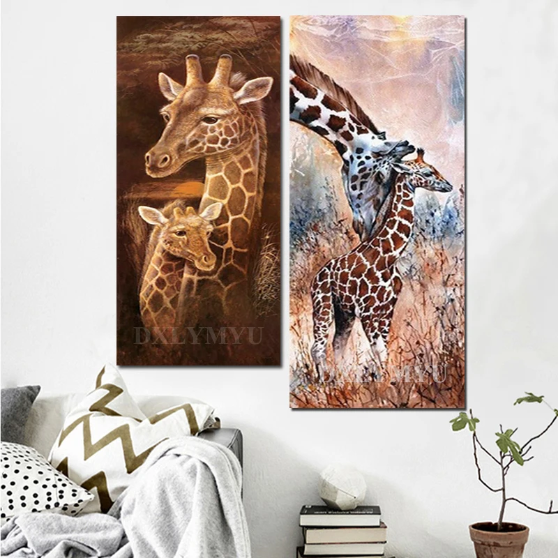 

5D Full Diamond Embroidery Animal Picture DIY Diamond Painting Christmas Giraffes Cross Stitch Square Rhinestone Mosaic Decor