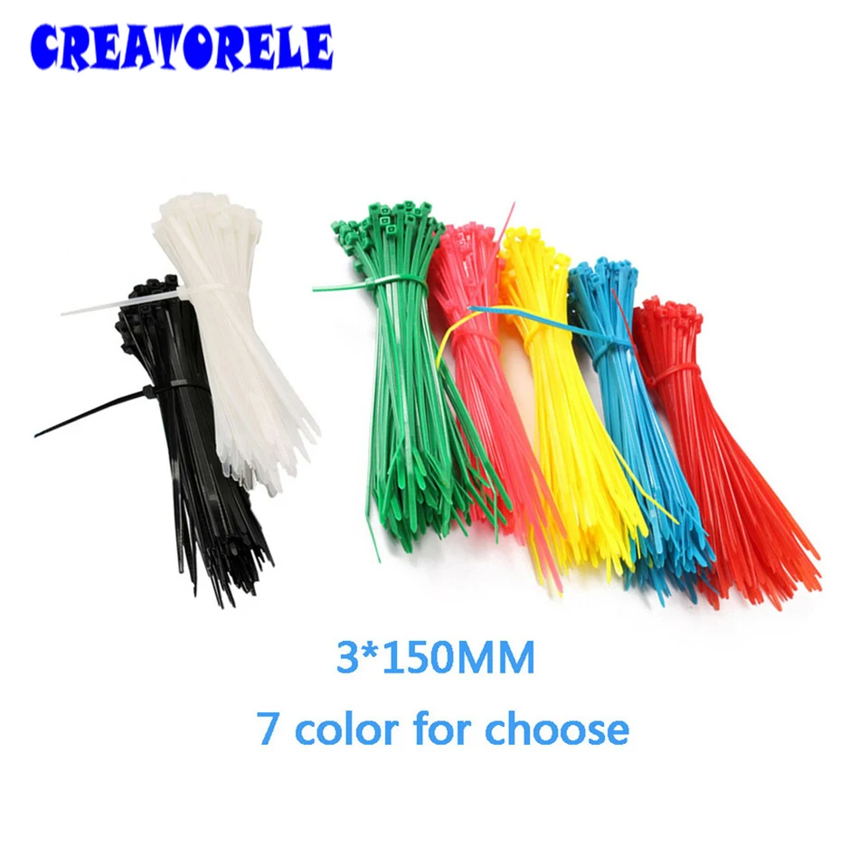 

3*150mm 100PCS/Bag 6 colors for choose Colorful velcro nylon cable cable wire Self-Locking plastic zip ties
