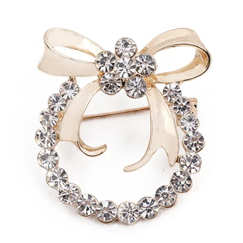 

Zinc Alloy Bow-knot Style Brooches Pins Charm Women Clothing Banquet Decoration Creative Crystal Jewelry Gift Broche XZ005