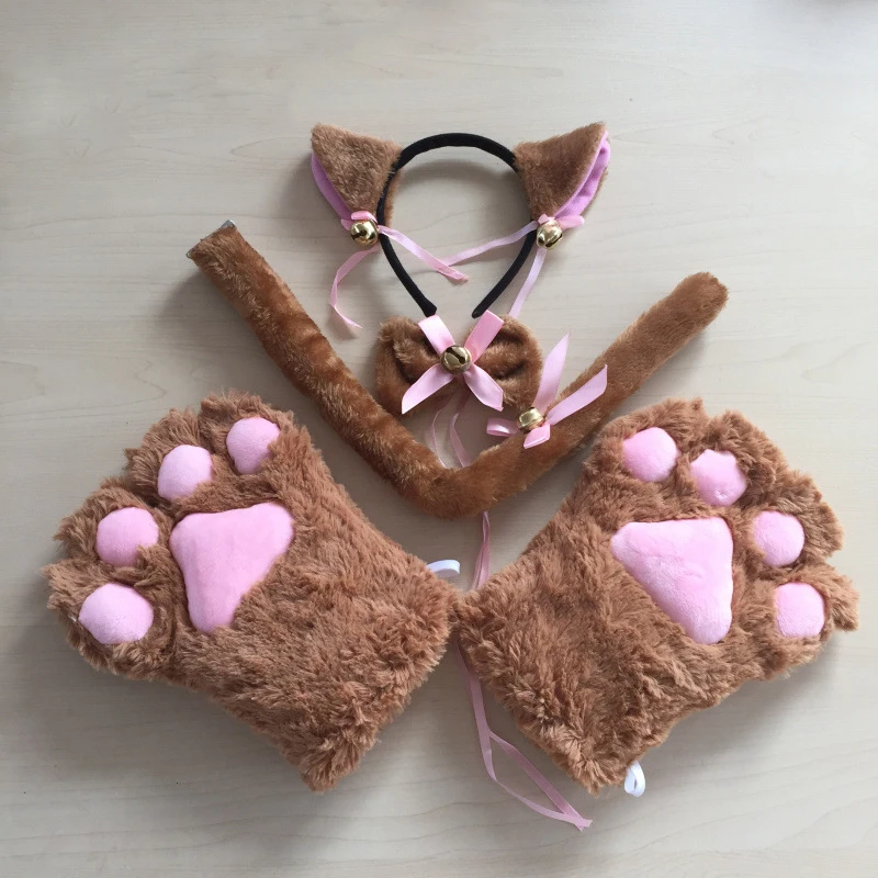 Kopen LOVELIVE Cospaly 5 stk set Leuke Kawail Kat Meow Keyhole Borduren Ruffle Oren Set Meid Lolita Pluche Handschoen Poot Oor Staart f30