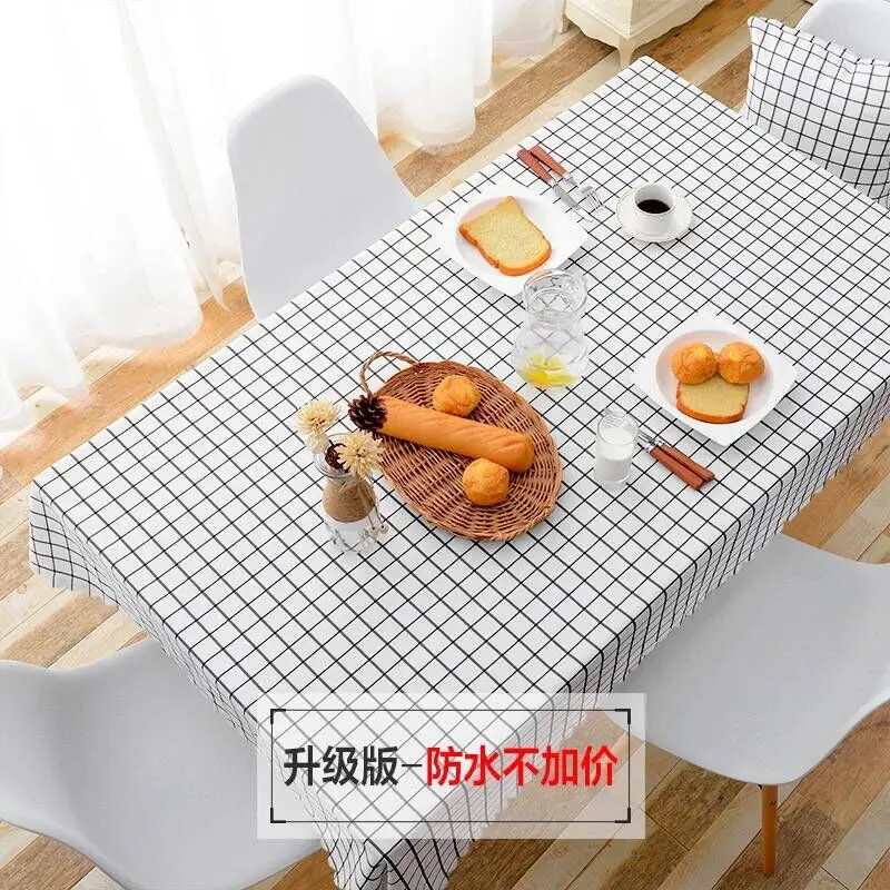 Художественная решетка скатерть для стола льняная скатерть водонепроницаемый стол прямоугольные кофейные мантелы подгузники - Цвет: white grid