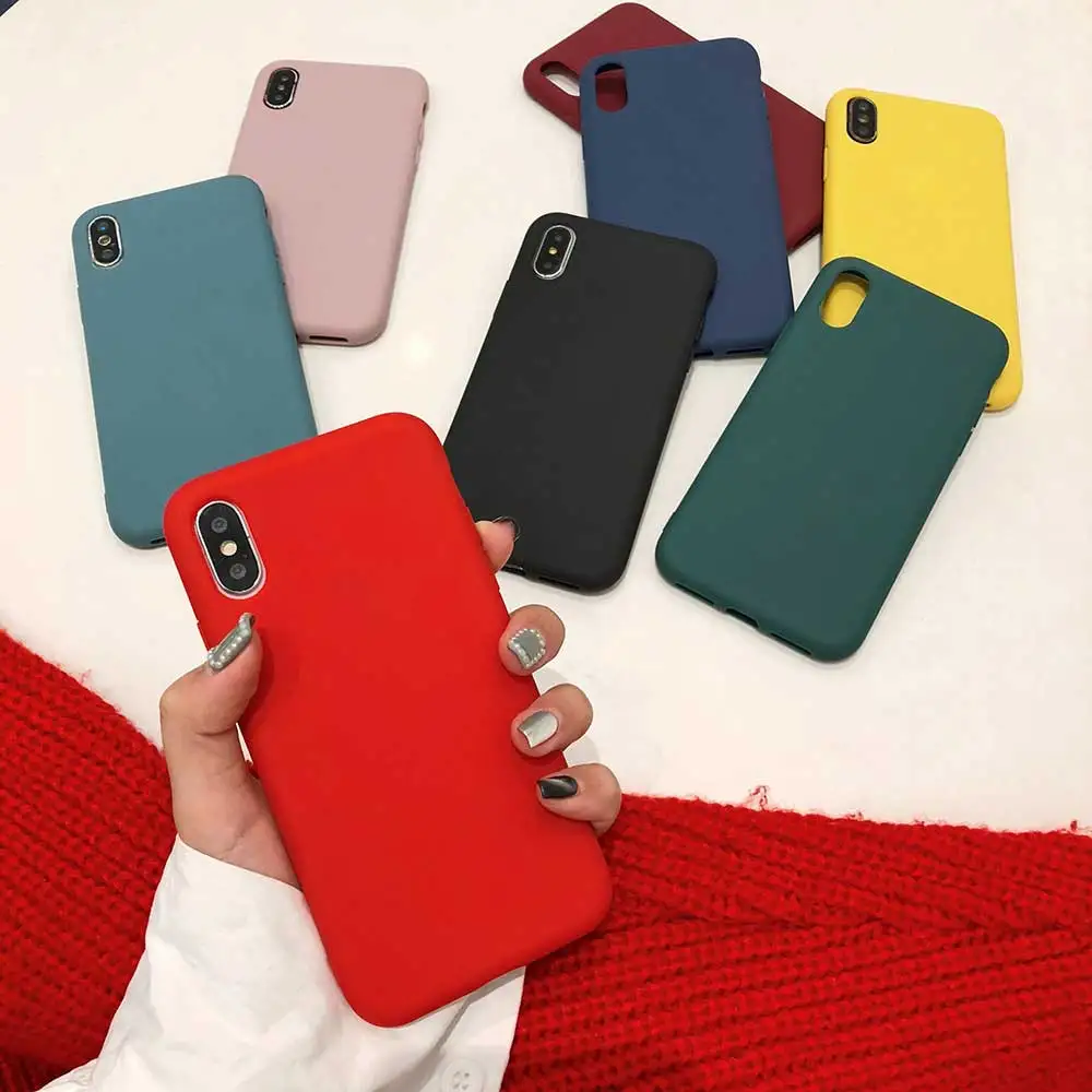 Чехол Boucho для телефона iPhone XS Max XR 7 6 6s 8 X Plus простые однотонные Утолщенные мягкие