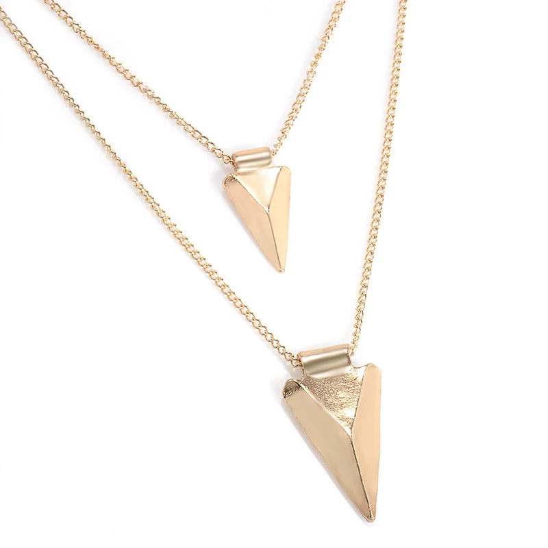 Buy Double Triangle Pendants Necklaces Women Gold