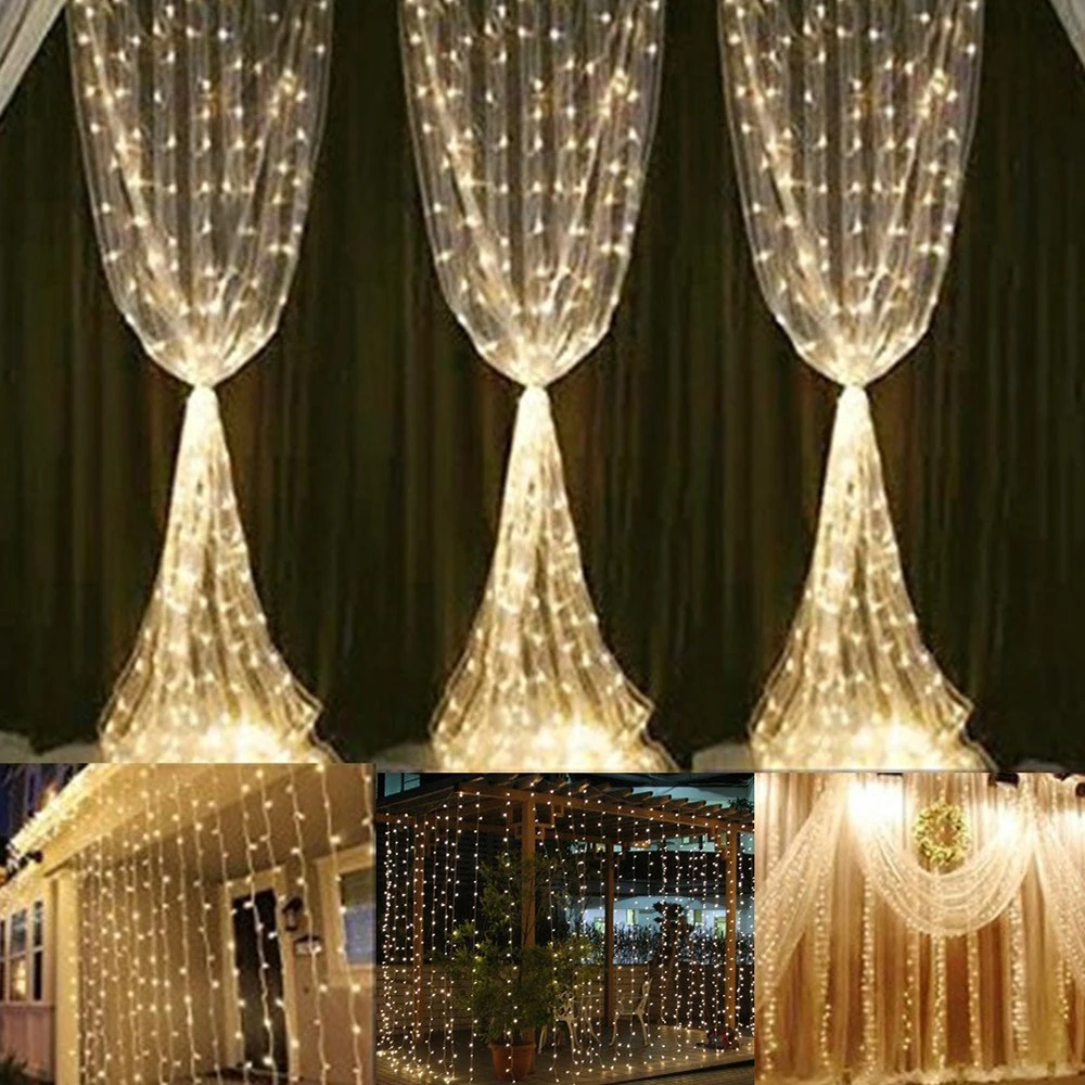 LED Curtain Lights 9.8ft*9.8ft 304 LEDs Christmas String Lights for Home, Garden, Holiday,Party