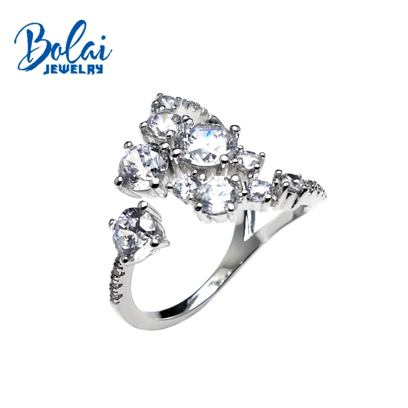 

bolaijewelry,New style adjustable rings with bright zircon in 925 sterling silver fine jewelry women Christmas best gift as box