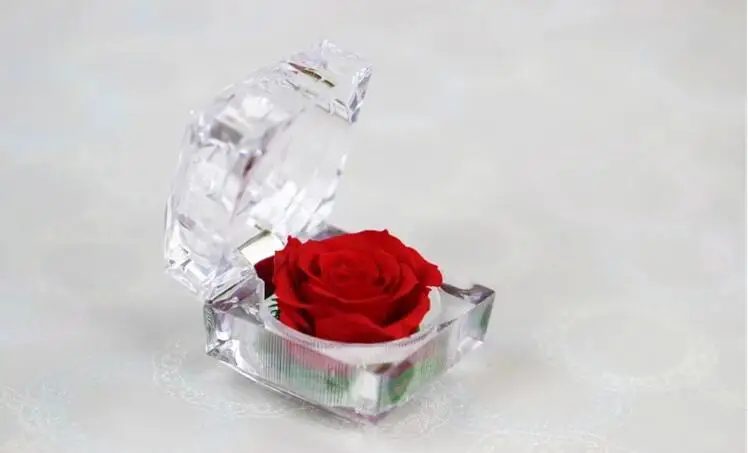 1 шт., вечный цветок Роза акриловое кольцо коробка, Рождество День Святого Валентина отправить подруге подарок новинка креативный подарок