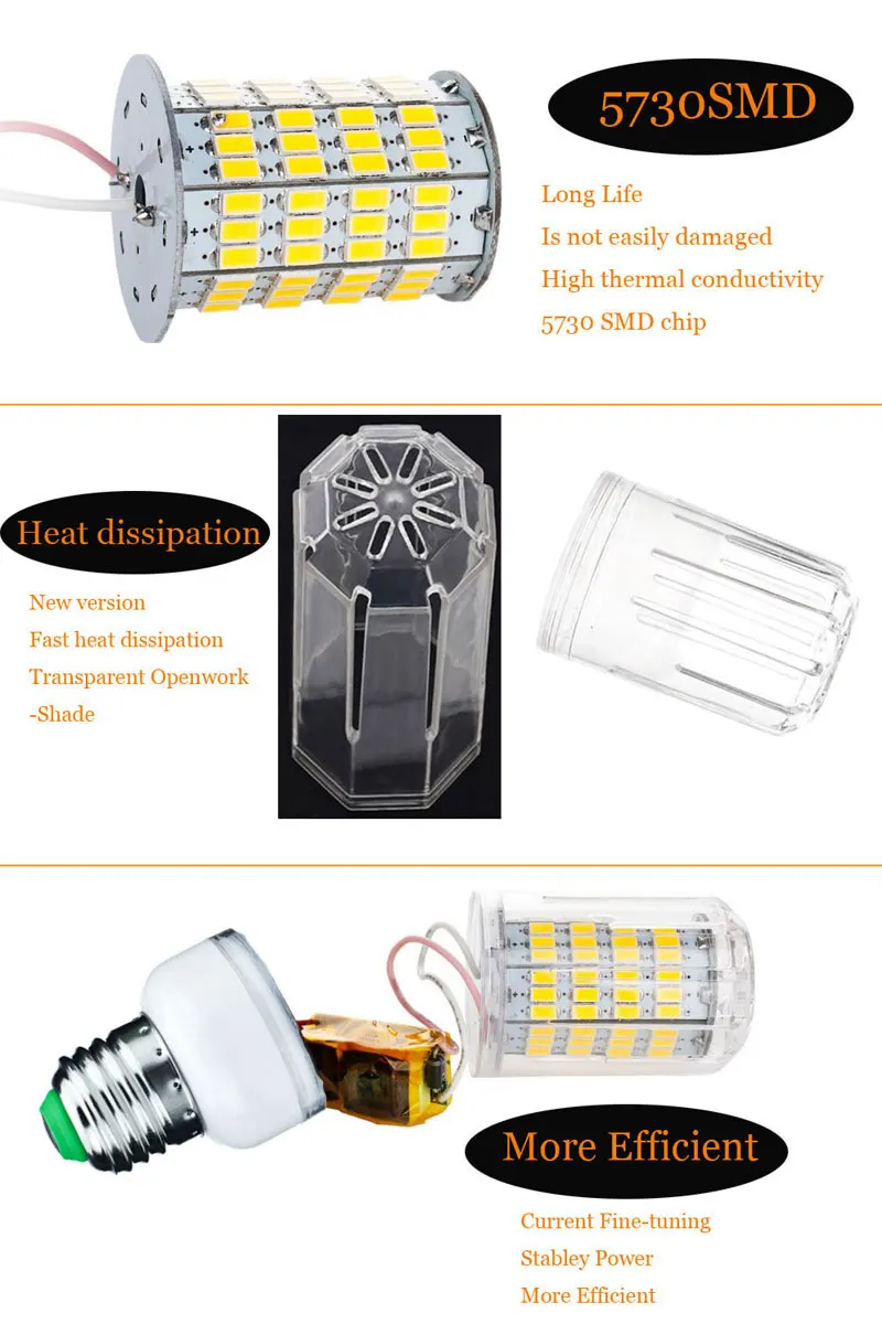 5730 SMD супер яркий светодио дный Кукуруза свет лампы E27 B22 GU10 G9 E14 27 светодио дный s 7 Вт светодио дный Spotlight без мерцания люстра домашнего