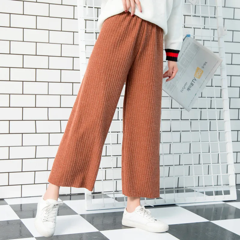

New Wide leg pants stripe version the wild nine pants loose wide leg pants female Autumn and winter thickening high waist pants