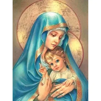 

5D DIY Diamond Painting Religious Crystal Diamond Painting Madonna & Child Cross Stitch Needlework Home Decorative KBL
