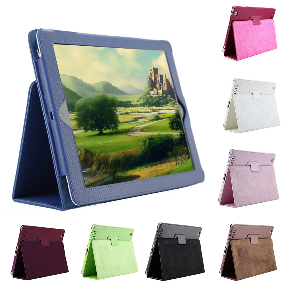 

1Pcs litchi pattern protective leather case For iPad 2/3/4 with sleep wake up function