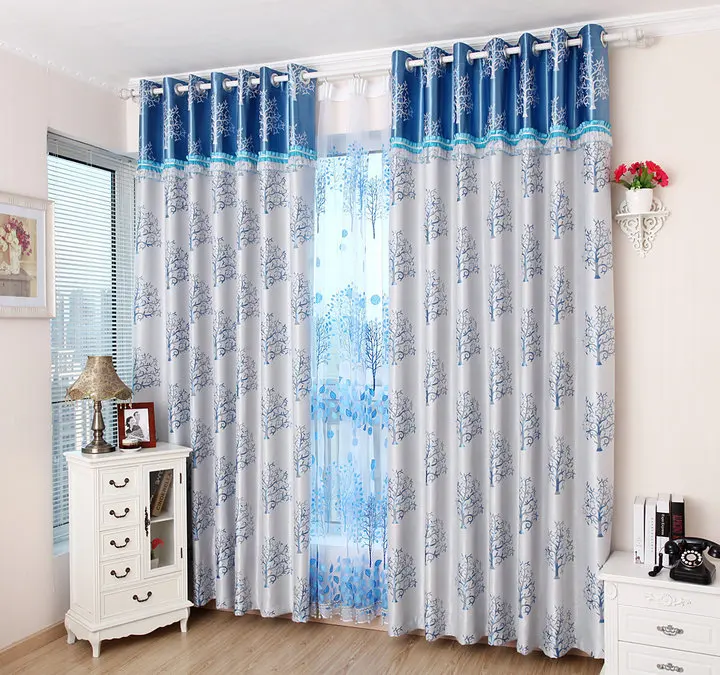 Quality Thick Thermal Curtain Fabric Curtain Sided Printing Trees