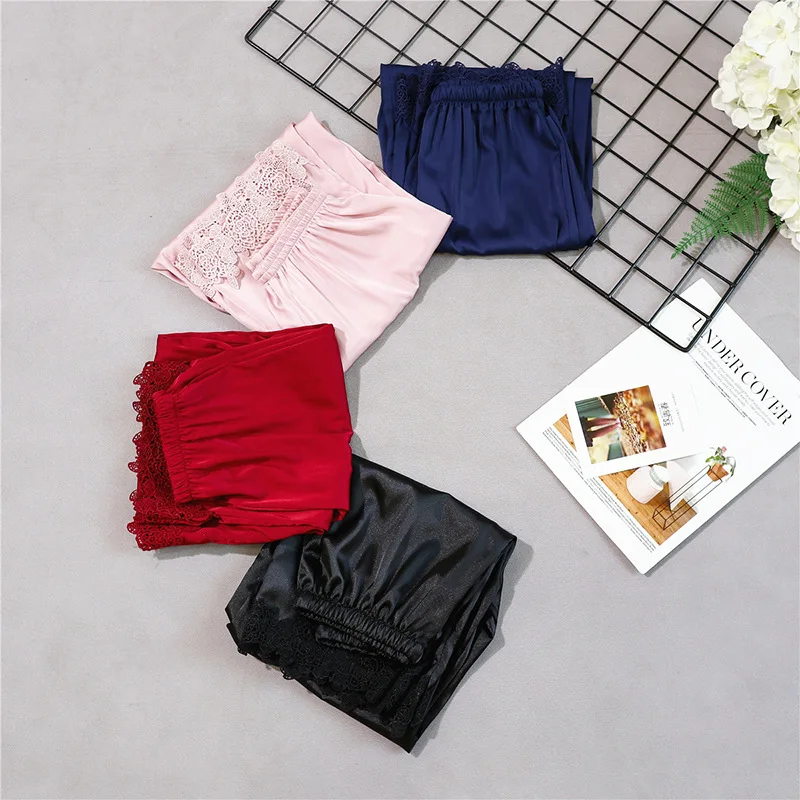 Новые стильные женские длинные штаны Весна Лето Повседневная шелковистая Домашняя одежда пижама брюки для ванной m-xl
