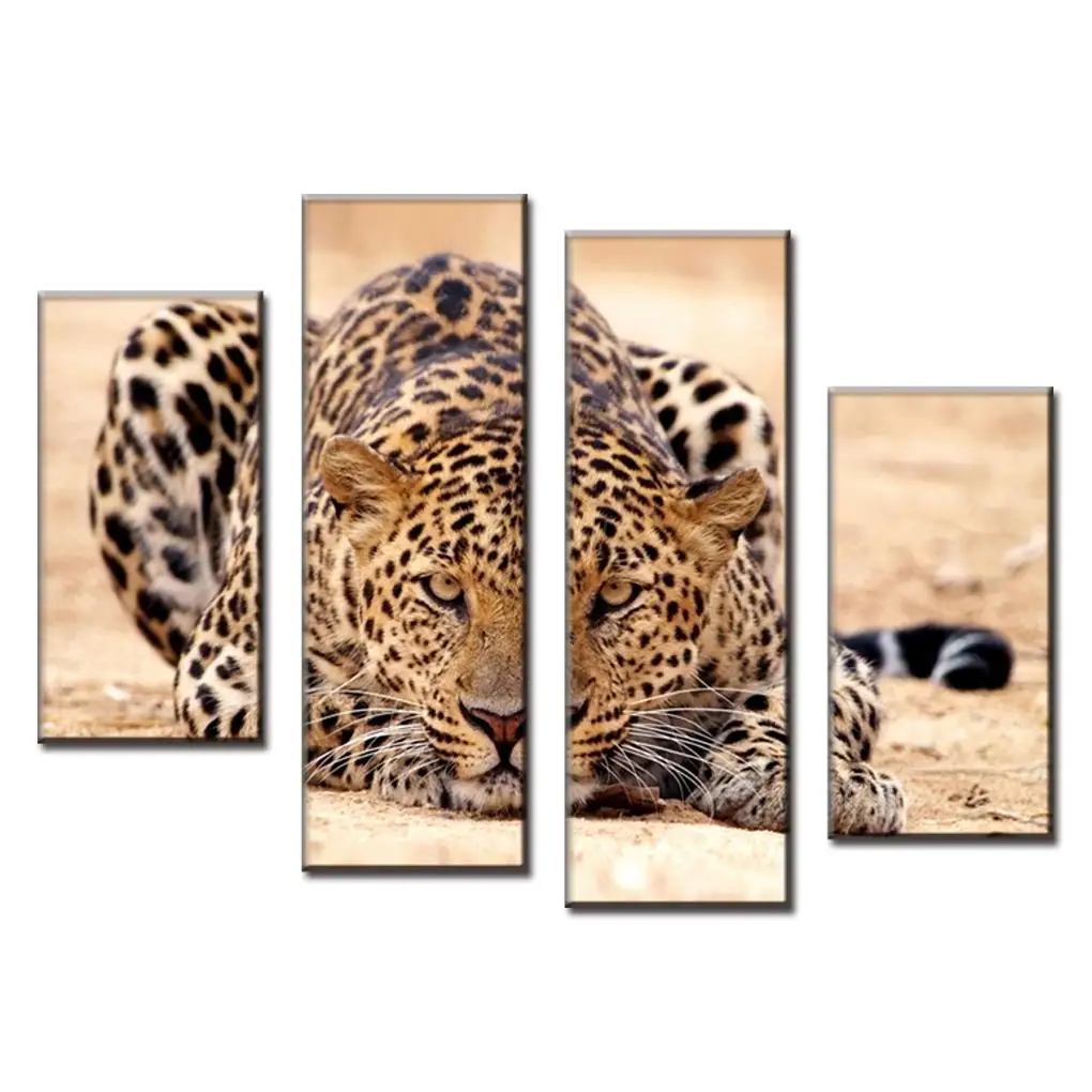 

4 Pcs/Set Excellent Large Canvas Paintings Animal Wall Art Picture Leopard Canvas Print Modern Wall Paintings