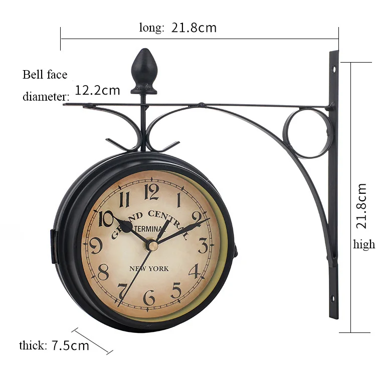 Европейский стиль часы и часы железная художественная стена часы восстановление древних способов украшения двухсторонние Висячие часы