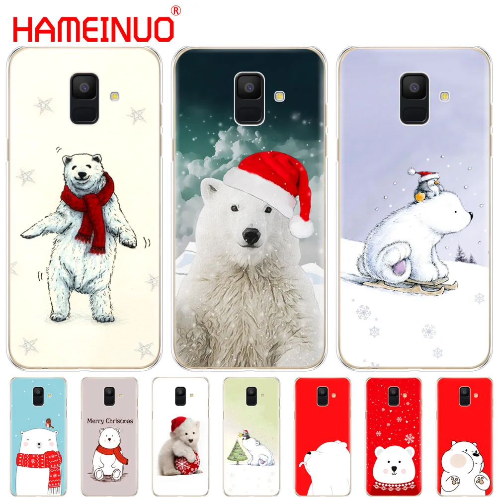 

HAMEINUO Cute Bear Christmas Polar Bear New Year cover phone case for Samsung Galaxy J4 J6 J8 A9 A7 2018 A6 A8 2018 PLUS j7 duo