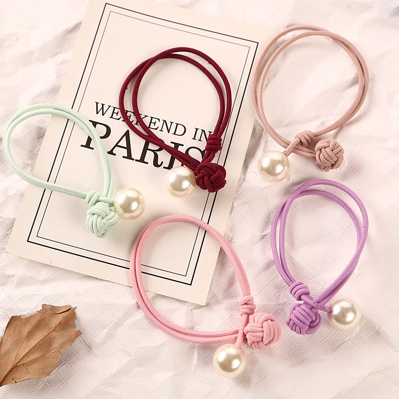 

2018 Hot Sale New Fashion Pearl Elastic Rubber Bands Headwear Women Girl Ponytail Holder Hair Rope Scrunchy Hair Accessories